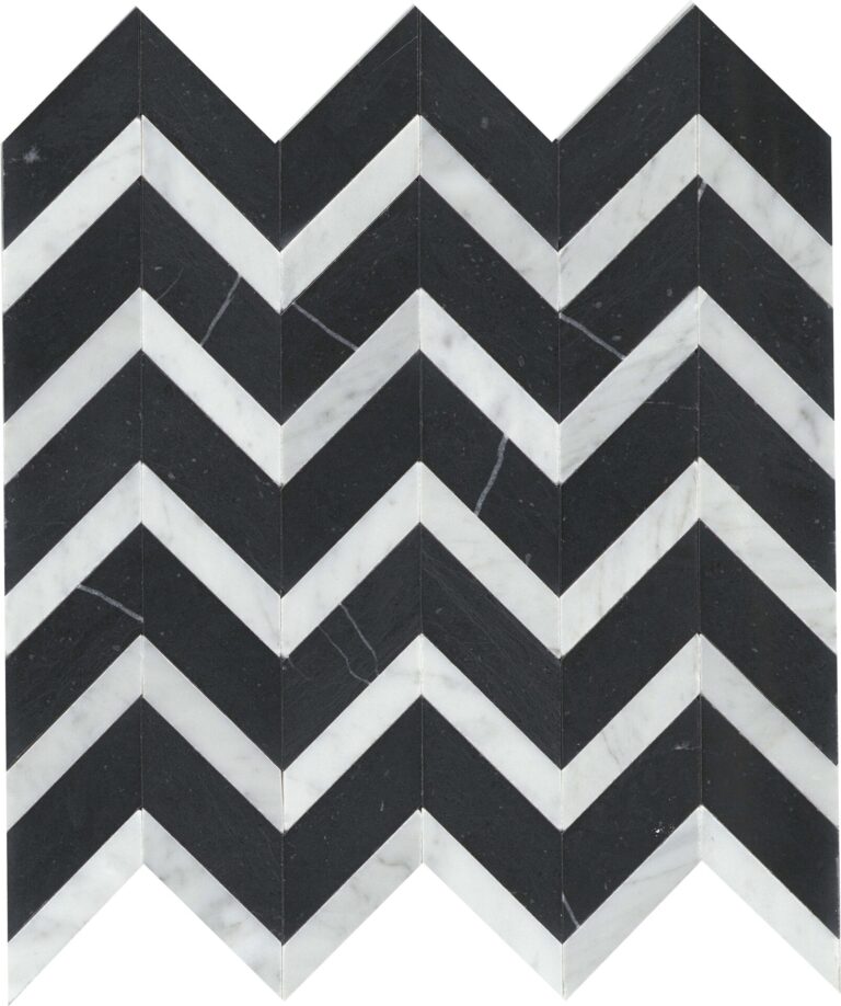 Bizou Black/White Polished Chevron Mosaic