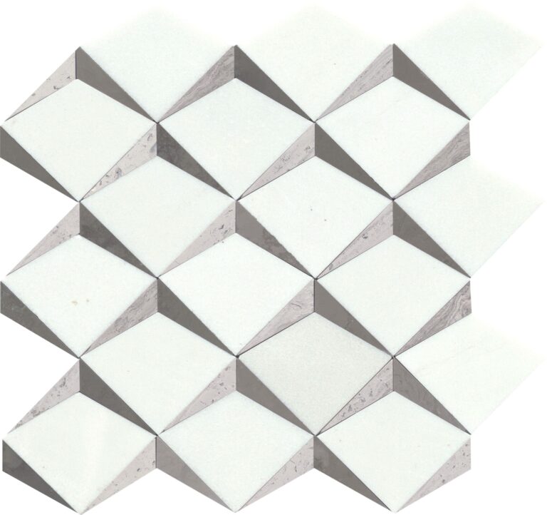 Bizou White/Taupe Polished Crest Mosaic