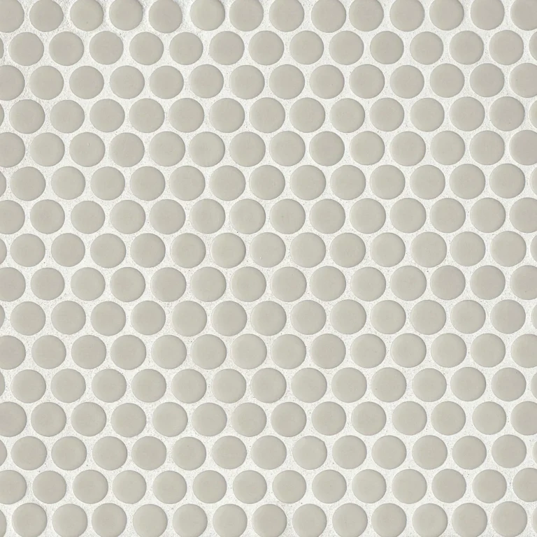 360 3/4 Penny Round Mosaic in Off White Glossy