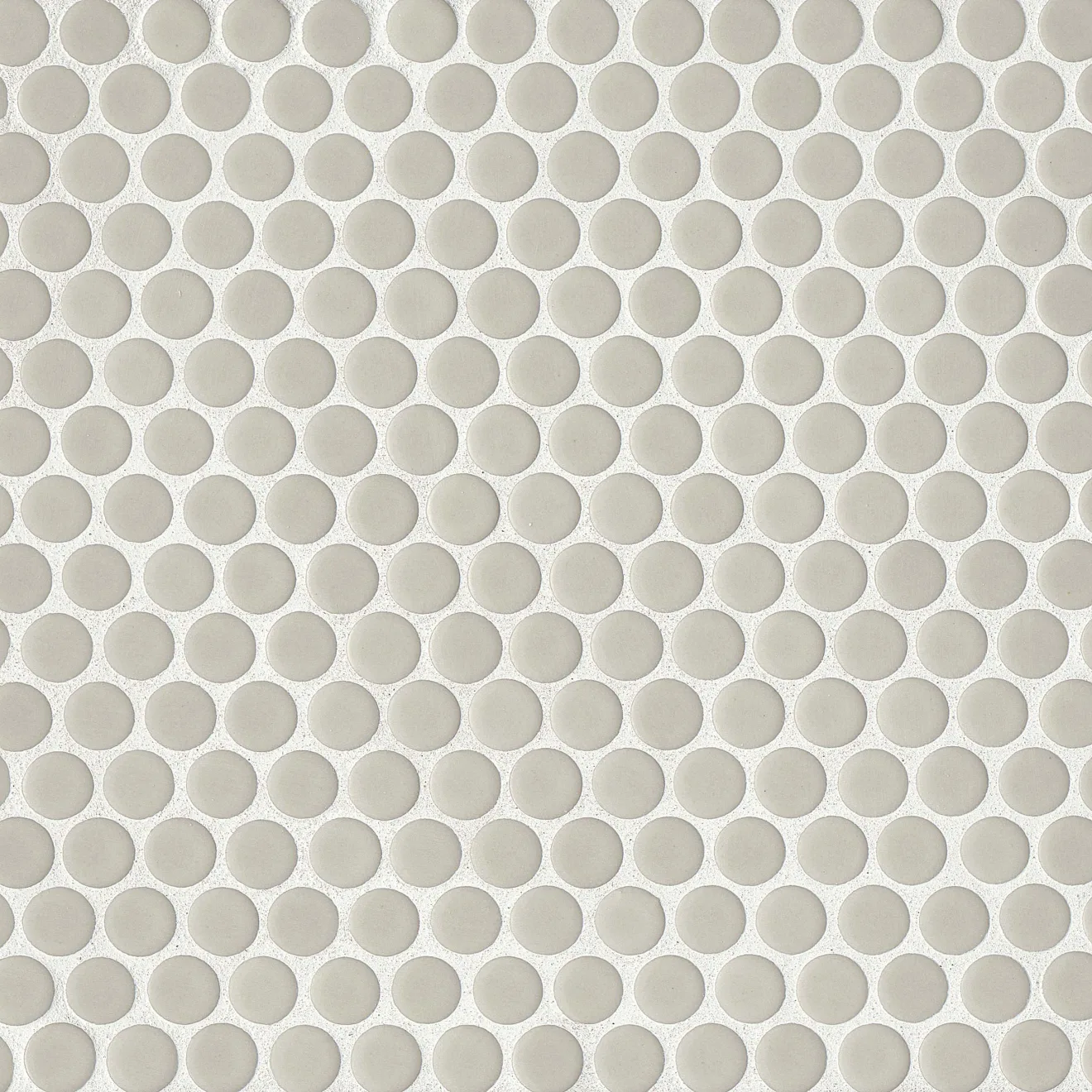 360 3/4 Penny Round Mosaic in Off White Glossy