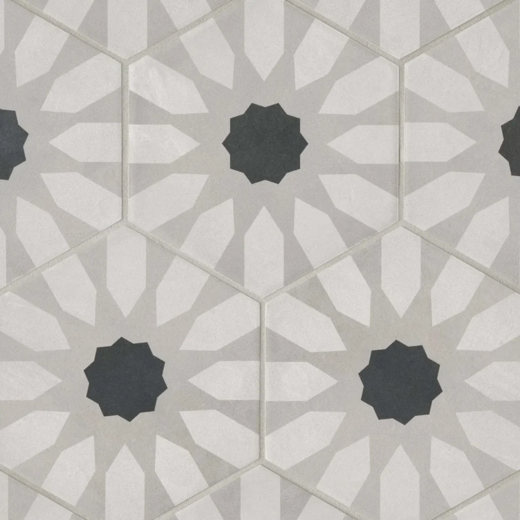 Allora 8.5 x 10 Matte Hexagon Deco Porcelain in Fiore