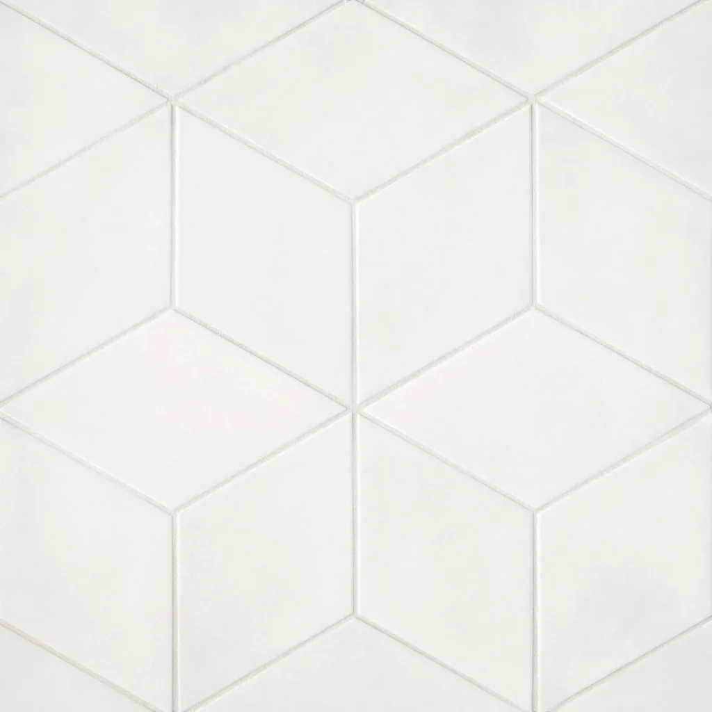 Allora 7.5 x 12.75 Rhomboid Matte Porcelain in White