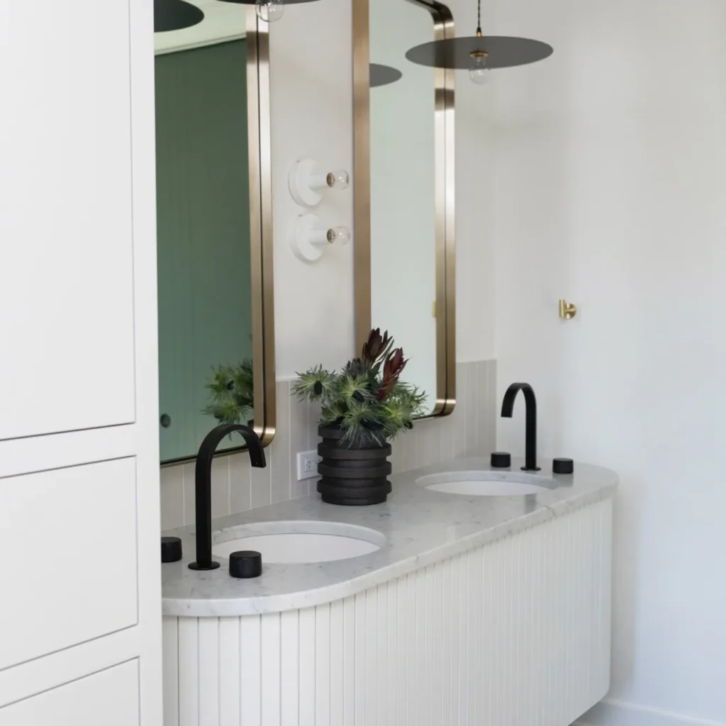 Allora rectangle bathroom backsplash tile sample in white room