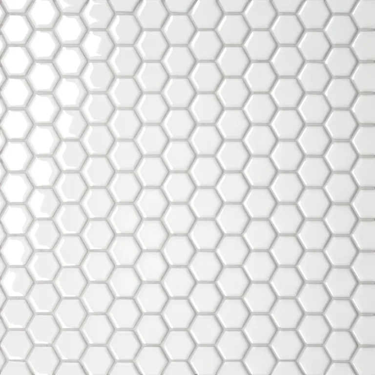 Le Cafe 1 x 1 Porcelain Mosaic Hexagon in White Glossy