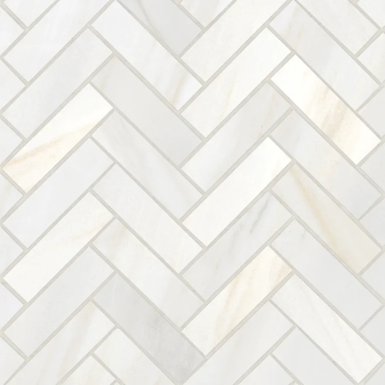 Magnifica 1 x 4 Honed Porcelain Herringbone Mosaic in Bianco Lasa