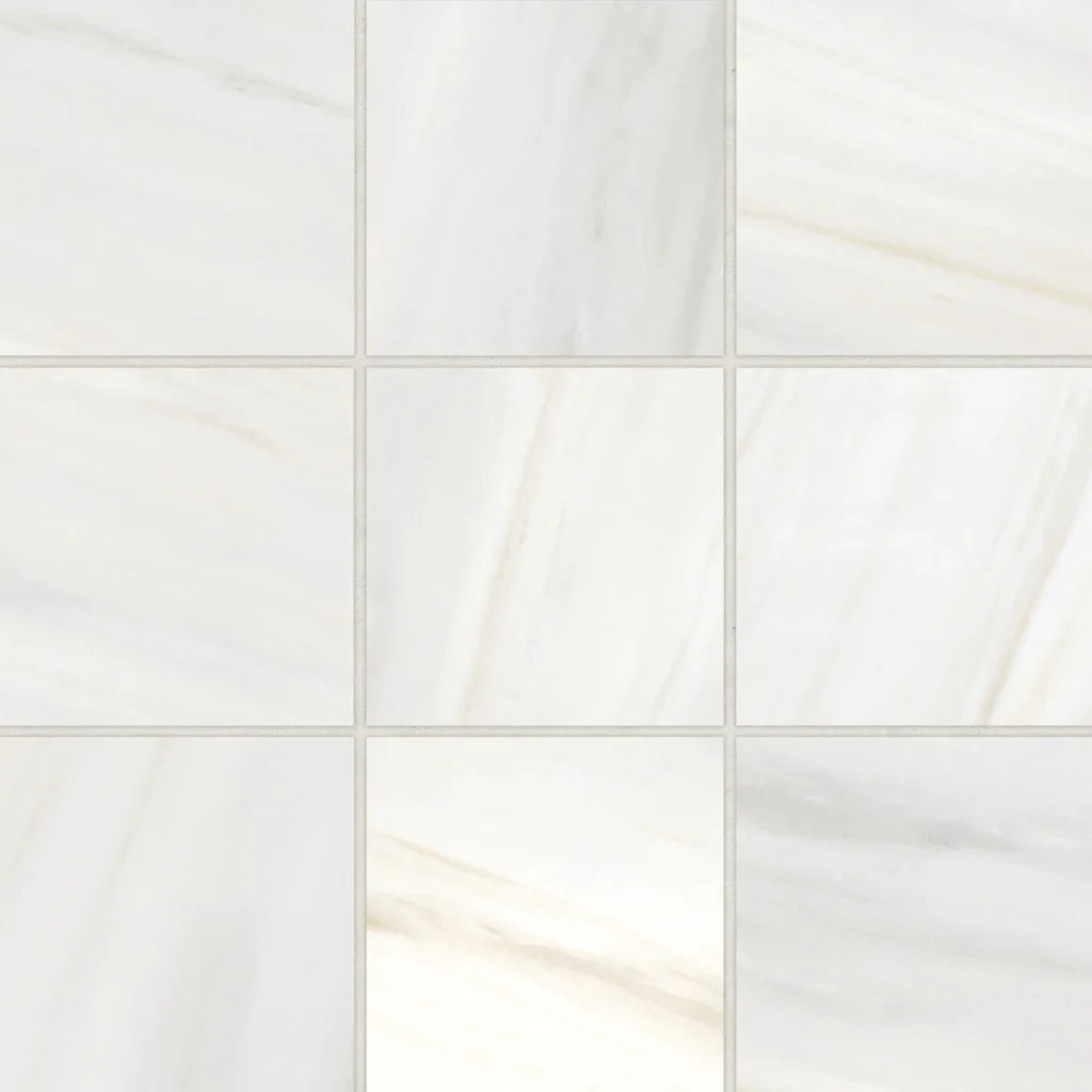 Magnifica 4 x 4 Honed Porcelain Mosaic in Bianco Lasa