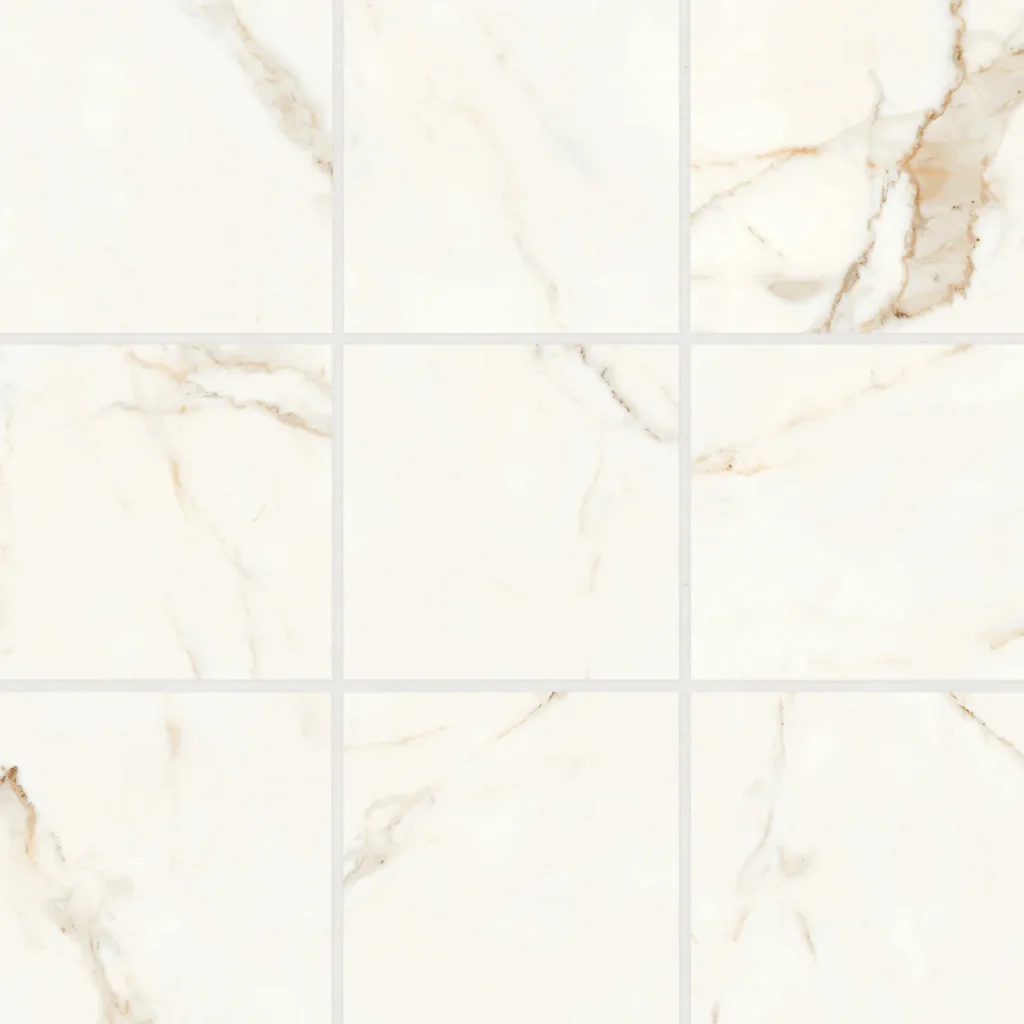 Magnifica 4 x 4 Honed Porcelain Mosaic Tile in Calacatta Oro