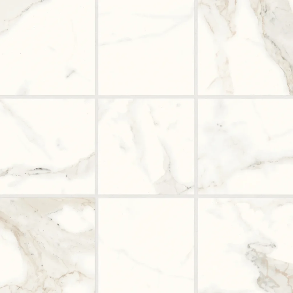 Magnifica 4 x 4 Honed Porcelain Mosaic Tile Calacatta in Super White