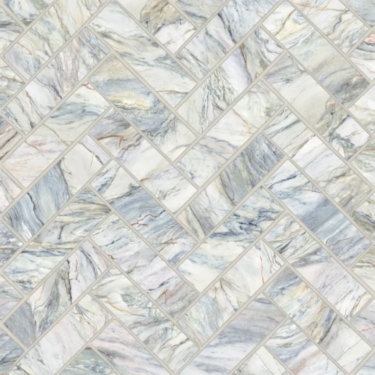 Magnifica Era Luxury 1 x 4 Satin Porcelain Herringbone Mosaic in Fusion