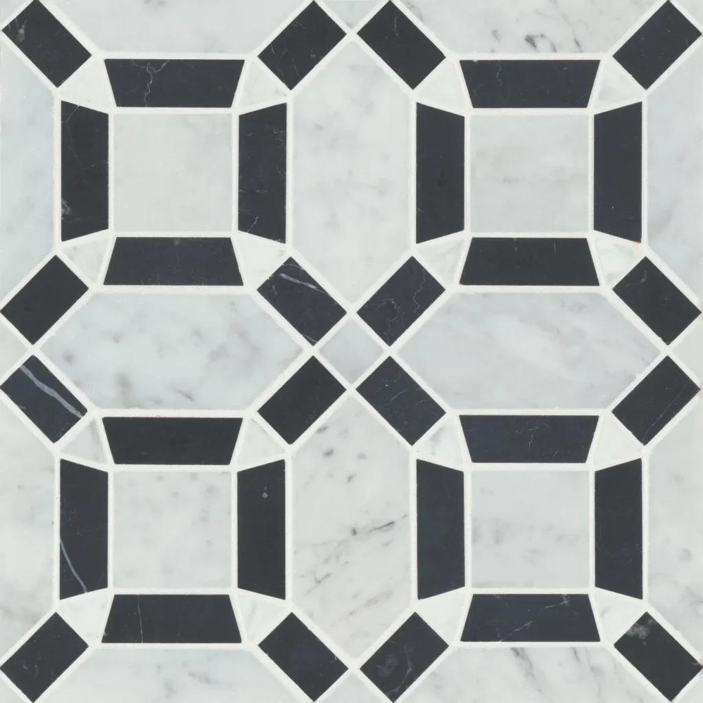 Matisse Mosaic 1 Marble Blend in White Carrara & Nero Marquina