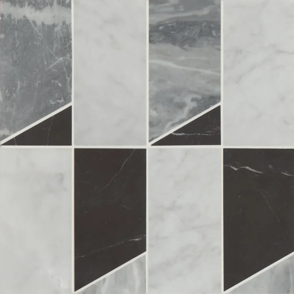 Modni Jett Honed Marble Mosaic Tile in Cool Blend