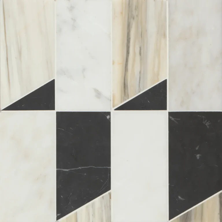 Modni Jett Honed Marble Mosaic Tile in Warm Blend