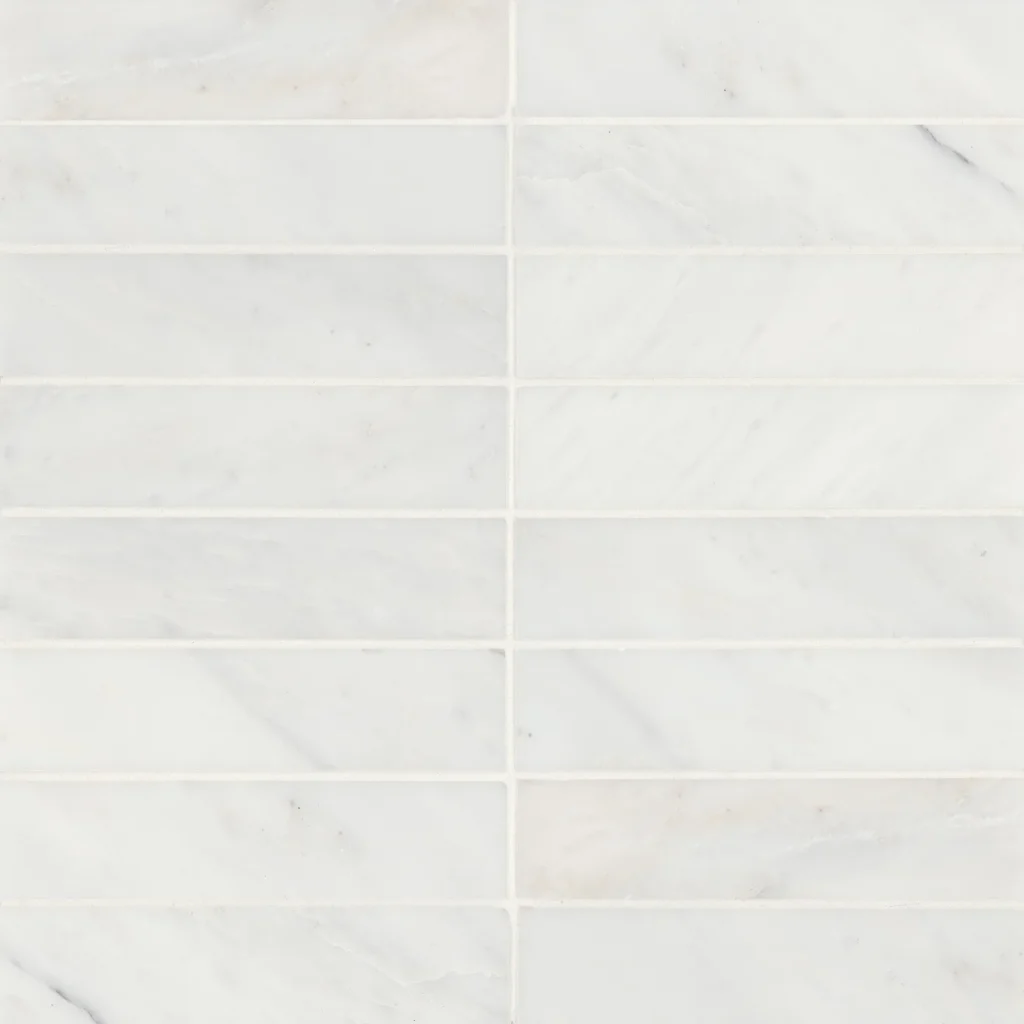 Monet 2 x 8 Honed Marble Decorative Tile in Oriental White