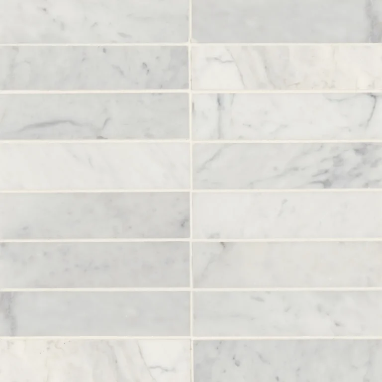 Monet 2 x 8 Honed Marble Decorative Tile in White Carrara