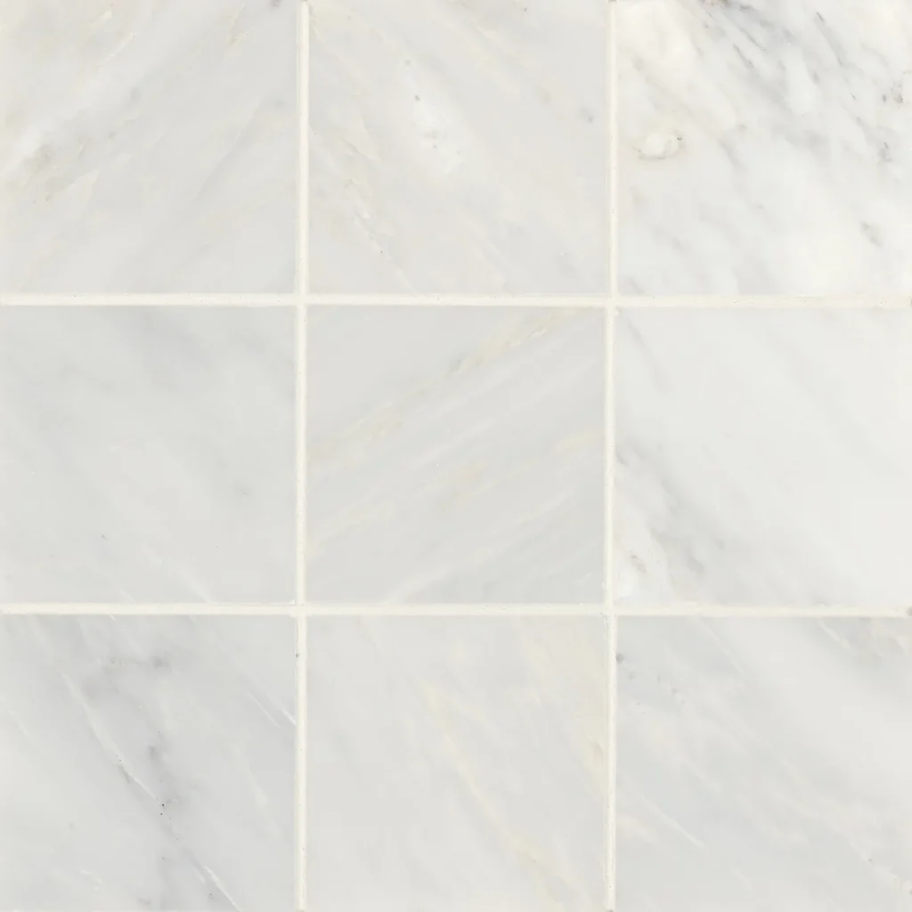 Monet 4 x 4 Honed Marble Decorative Tile in Oriental White