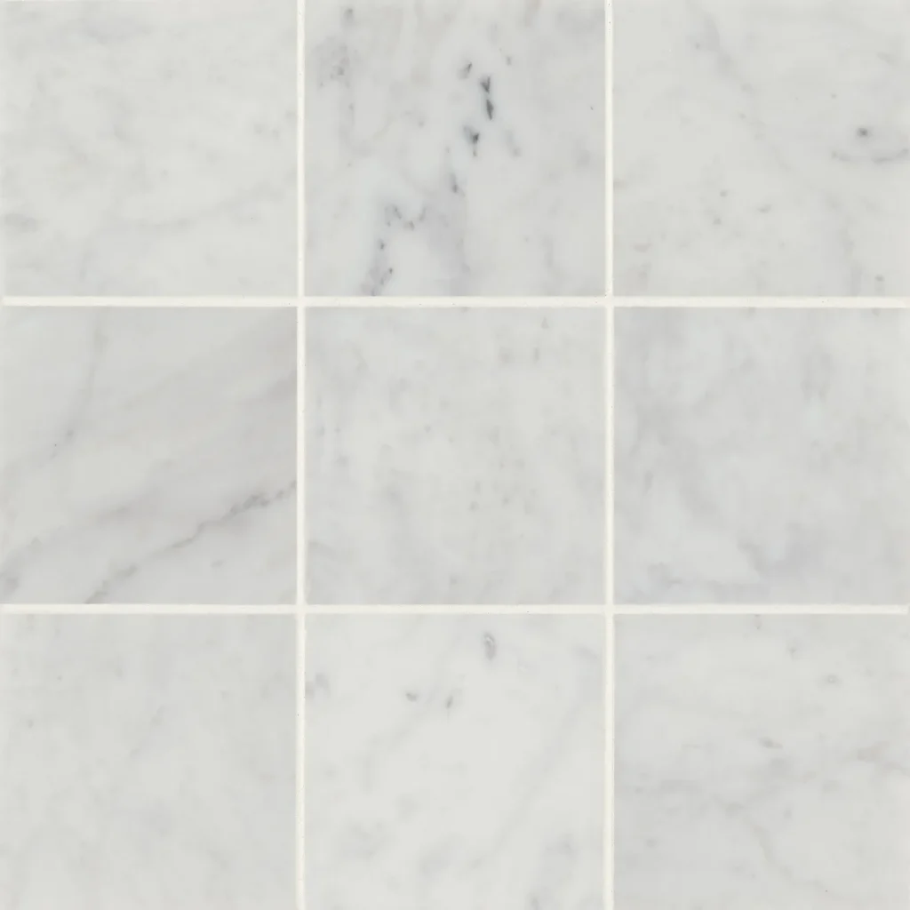 Monet 4 x 4 Honed Marble Decorative Tile in White Carrara