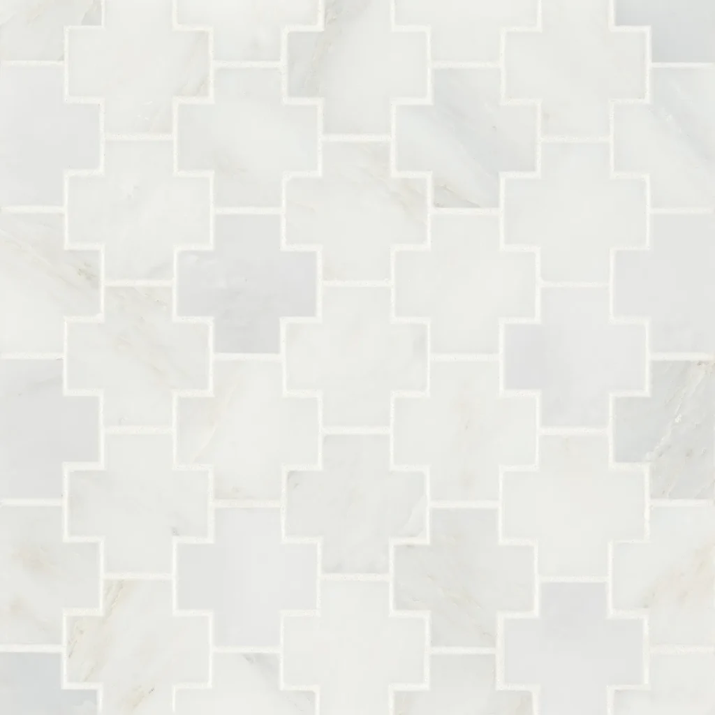 Monet Honed Marble Mosaic 4 Tile in Oriental White