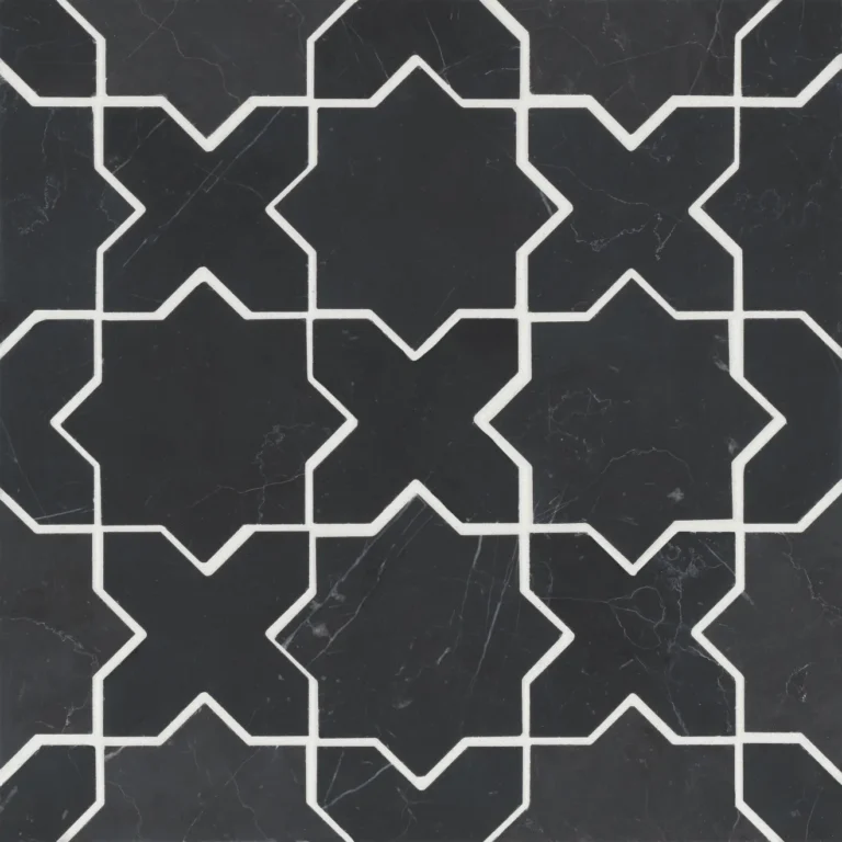 Monet Honed Marble Mosaic 6 Tile in Nero Marquina