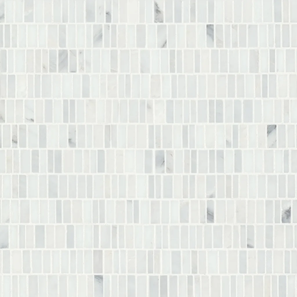 Monet Honed Marble Mosaic 7 Tile in Oriental White