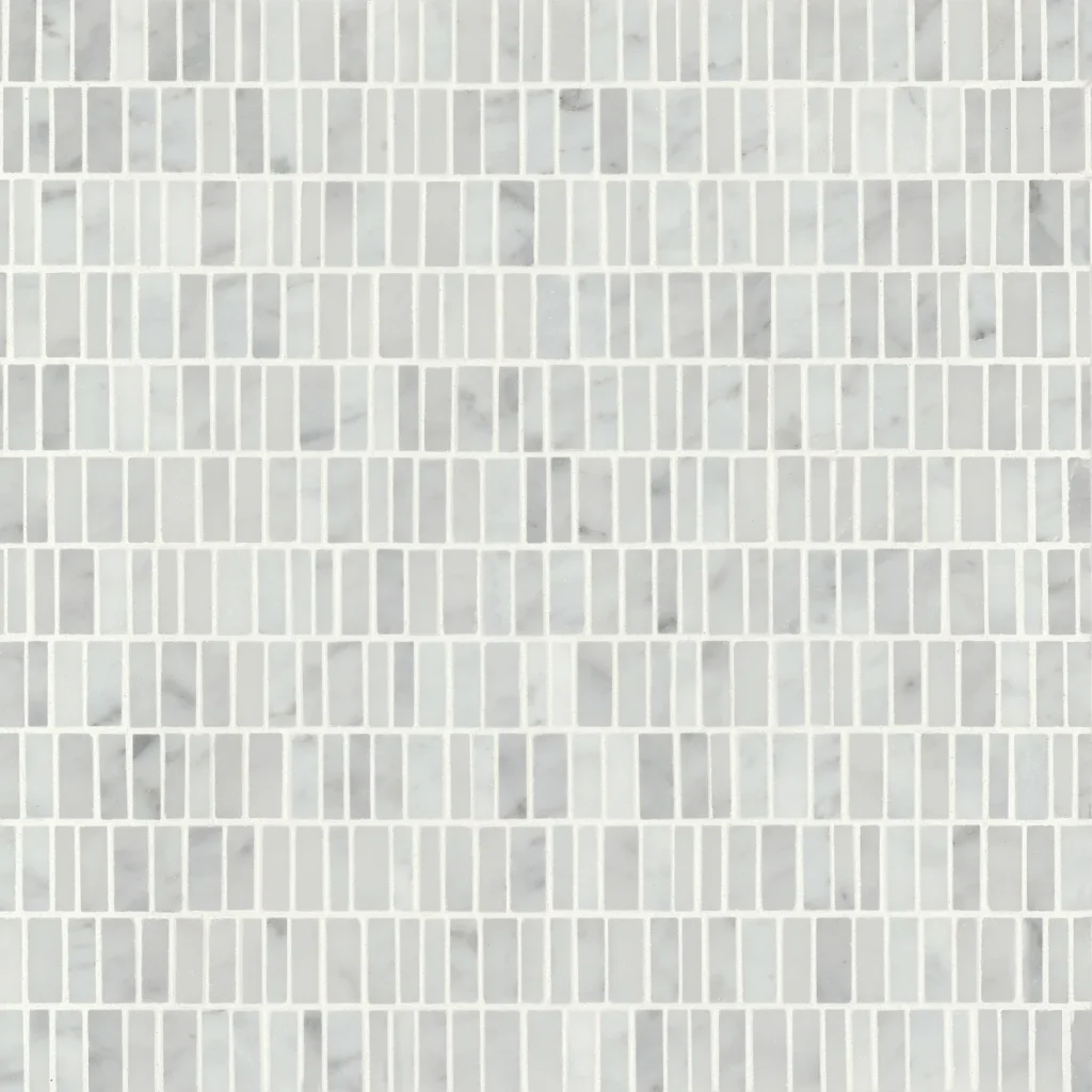 Monet Honed Marble Mosaic 7 Tile in White Carrara