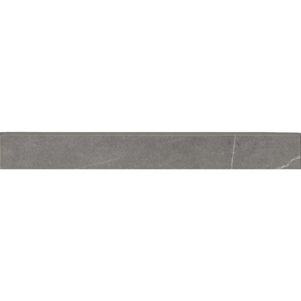 Nomade 3 x 24 Matte Porcelain Bullnose Trim in Argent