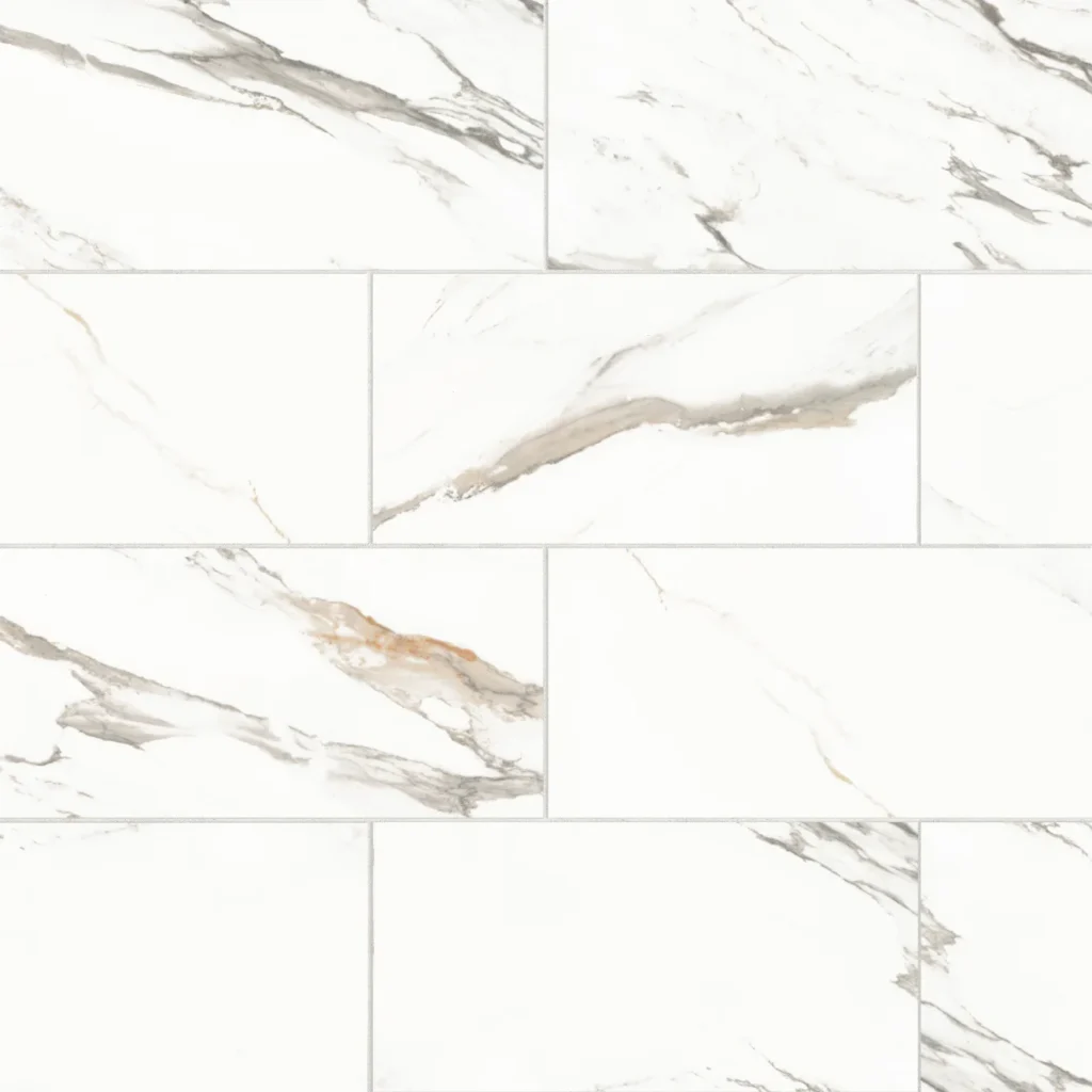 Prati 12 x 24 Polished Porcelain Field Tile in Calacatta Borghini Warm