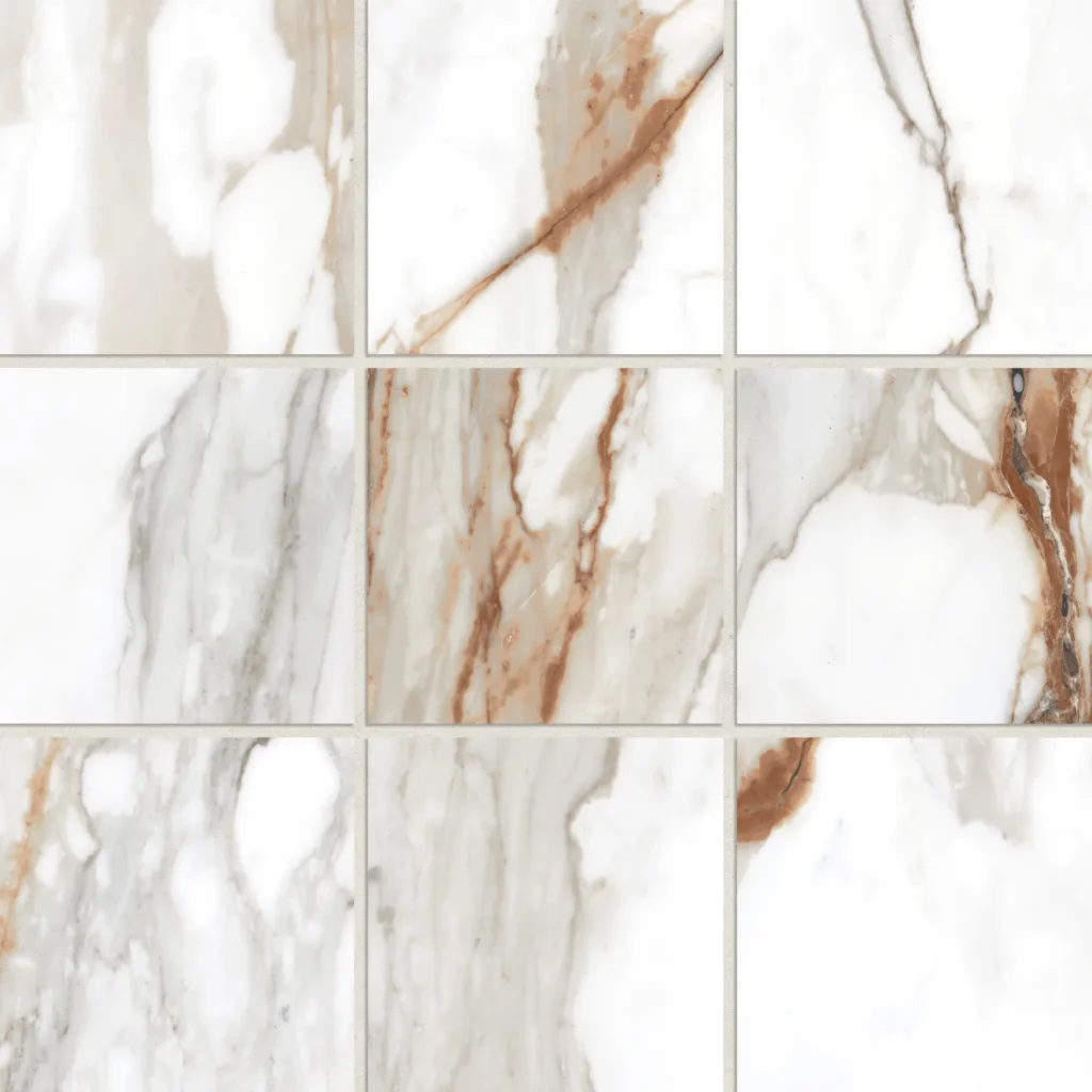 Prati 4 x 4 Honed Porcelain Mosaic in Calacatta Macchia Vecchia